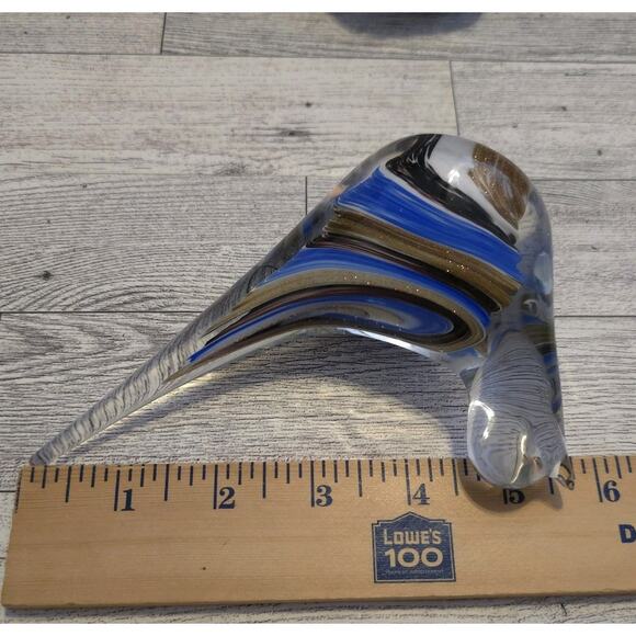 Art Glass Bird Paperweight Blue Brown and Gold Unsigned - Picture 6 of 9